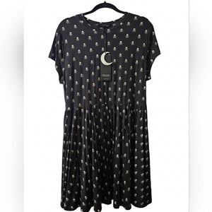 Black Skull Print Mini Dress